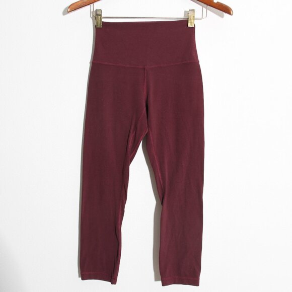 Lululemon Align Crop Leggings *21" Cassis Dark Adobe Red High Rise Nulu Size 2 - Picture 2 of 16